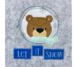 Stickdatei - Winterfreunde Doodle Appli Pinguin